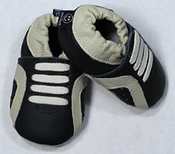 ShooShoos Soft Soled Baby Shoes- Navy Cream Swoop