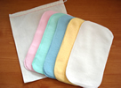 Get organic wipes and washcloths, as well as unbleached cotton wipes here.