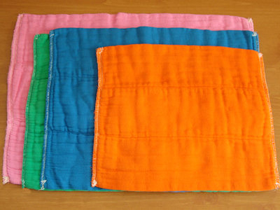Dyed Prefold Selection- Deep Orange, Electric Blue, Kelly Green, Hot Pink 