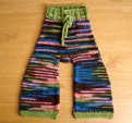100% Wool, hand finished, knit pants- front