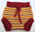 Crimson Sunburst Crocheted Soaker with Hand Knit Ribbing